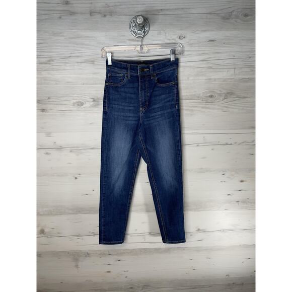 Express Jeans Womens 2 Blue Mom Jean Super High Rise Ankle Stretch 029080356 - Picture 1 of 11